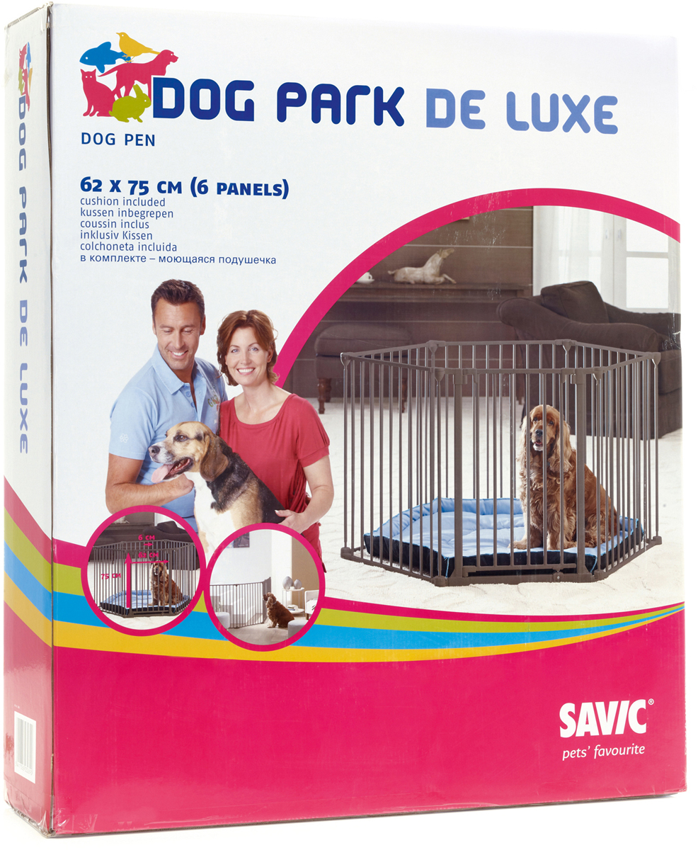 фото Вольер savic dog park de luxe,диаметр 120 см,высота 75 см,шестисекционный,с лежаком,дверью