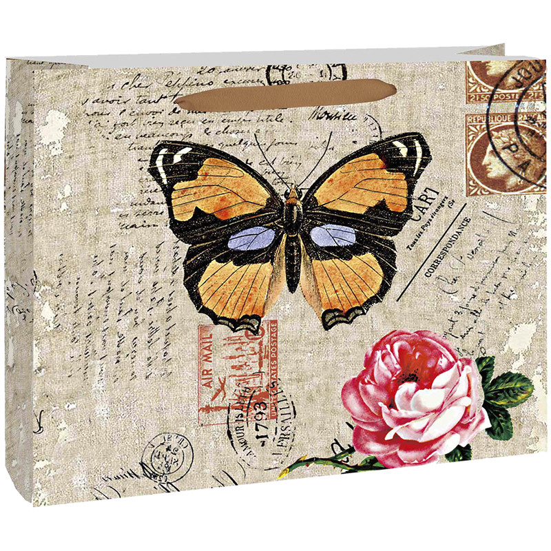 

Пакет бумажный "Бабочка", крафт натуральный, 26x32x11 см