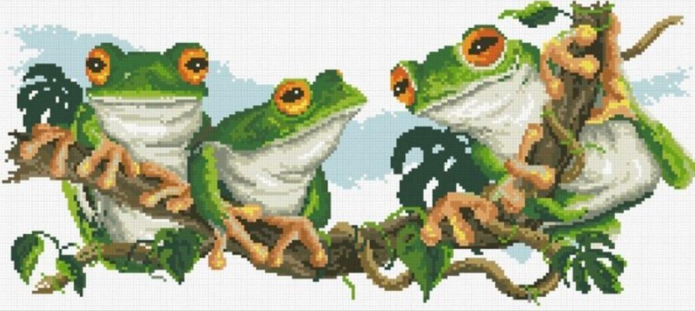 

Алмазная вышивка Паутинка Лягушки, 55x25 см, Лягушки