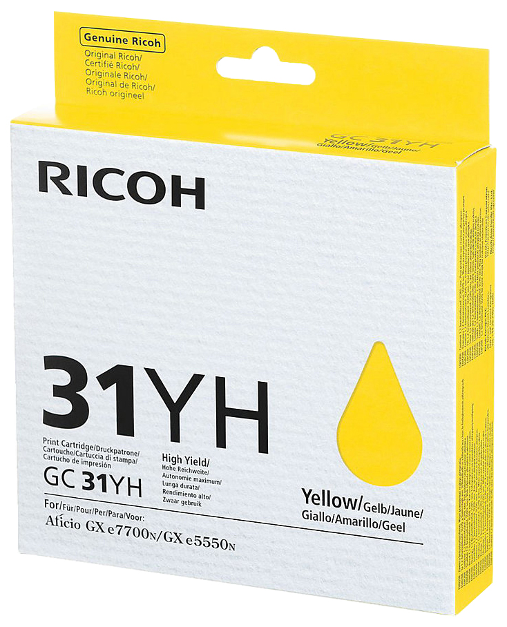 

Картридж для струйного принтера Ricoh GC31YH, желтый, оригинал, 405704