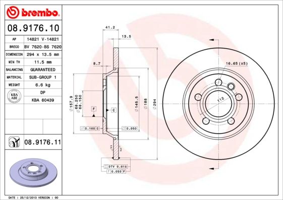 фото Тормозной диск brembo 08.9176.11