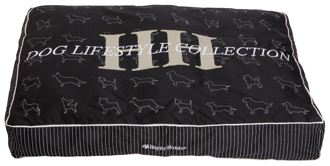фото Лежак для животных happy house подушка с принтом dog lifestyle s черная 8147
