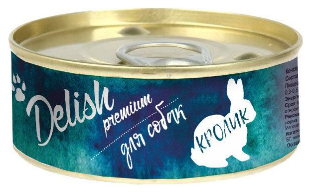 Консервы для собак Delish, кролик, 100г