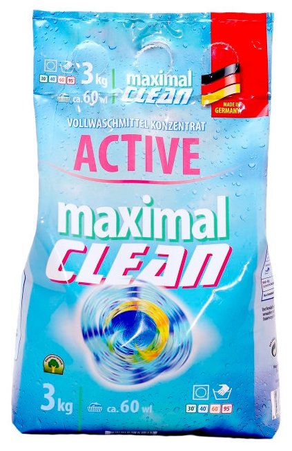 

Cтиральный порошок Maximal Clean active для всех видов тканей 3 кг