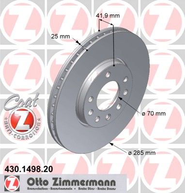 фото Тормозной диск zimmermann 430.1498.20