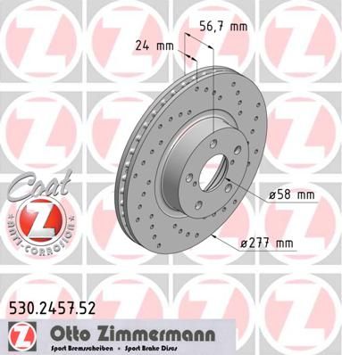 фото Тормозной диск zimmermann 530.2457.52