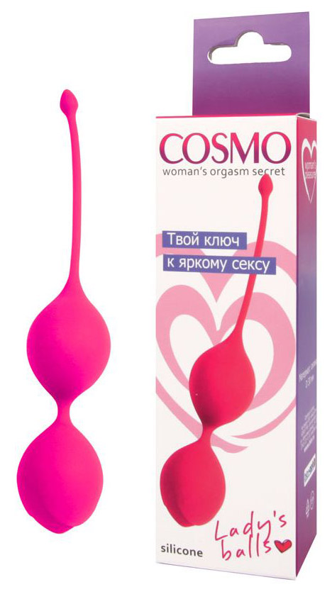 фото Розовые двойные вагинальные шарики с хвостиком cosmo bior toys