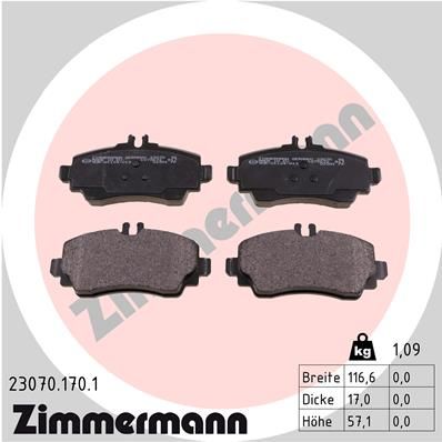 

Комплект тормозных колодок, дисковый тормоз ZIMMERMANN 23070.170.1