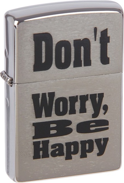 

Бензиновая зажигалка Zippo №200 Don't Worry Brushed Chrome, Серебристый, №200 Don't Worry