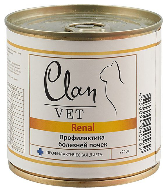 фото Консервы для кошек clan vet renal, свинина, 240г