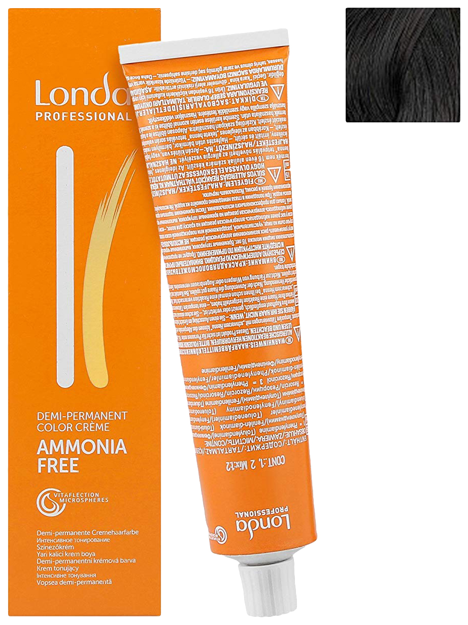 фото Крем-краска для волос londa ammonia free 3/0 темный шатен 60 мл londa professional