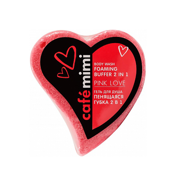 Гель для душа Cafe Mimi Pink Love пенящаяся губка 2 в 1, для всех типов кожи 60 г губка для душа бирюзовая mea