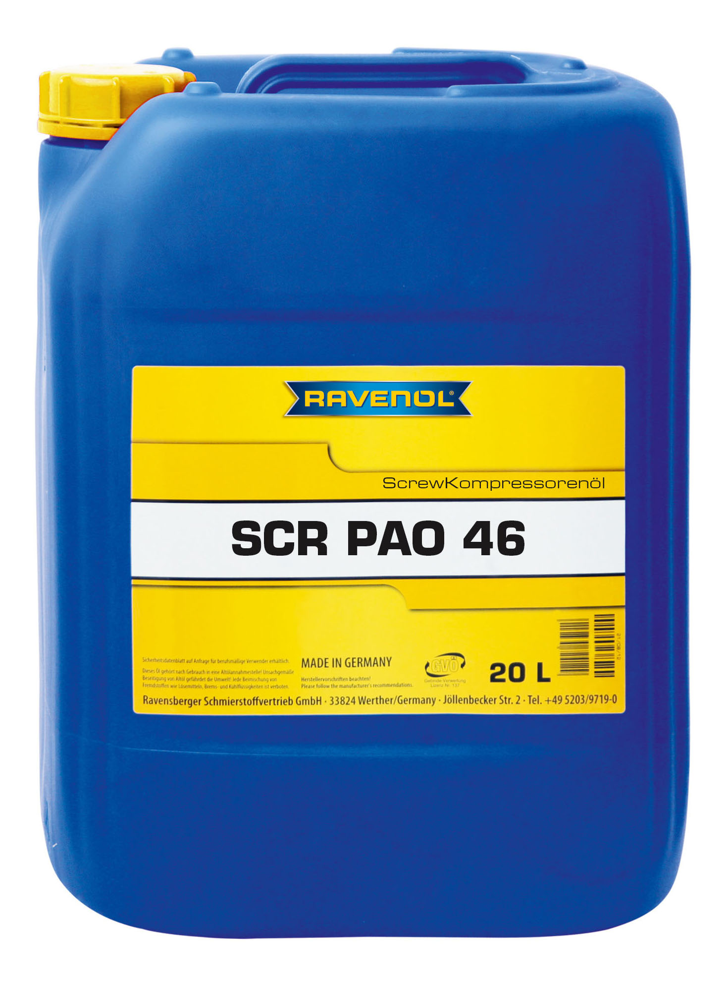 Компрессорное масло RAVENOL Kompressorenoel Screew SCR PAO 46 20л 1330315-020-01-999