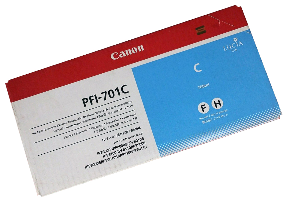 

Картридж для струйного принтера Canon PFI-701C голубой, оригинал, PFI-701C