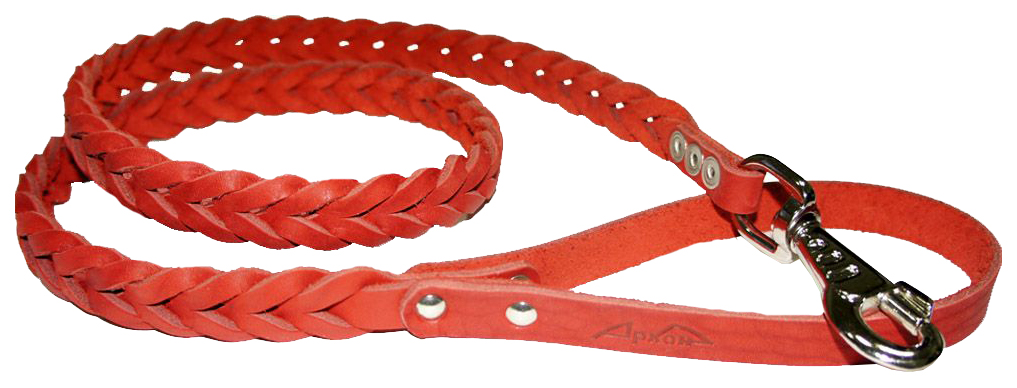 фото Поводок для собак аркон , 120 см x 12 мм, плетение - косичка, красный