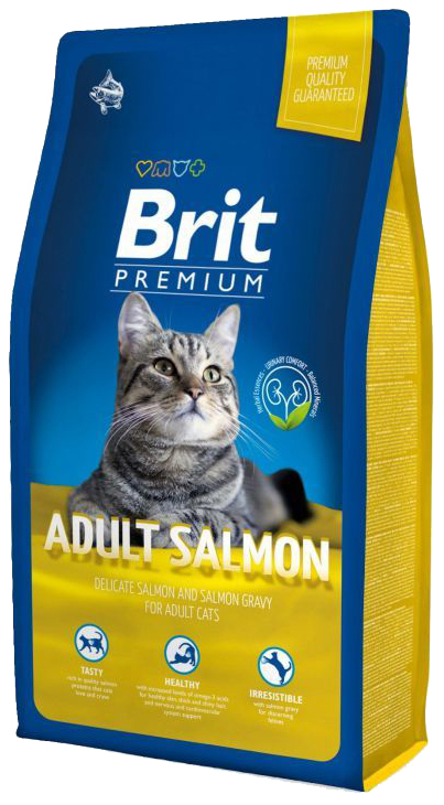 фото Сухой корм для кошек brit premium adult salmon, лосось, 1,5кг