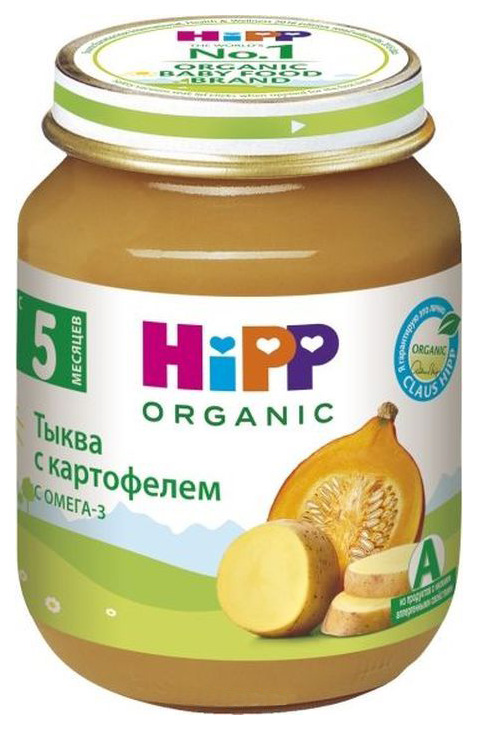 

Пюре овощное Hipp Тыква и картофель с 5 мес. 125 г, Тыква и картофель