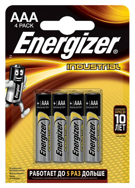 Батарейки Energizer Industrial щелочные AAA, 4 шт. алкалиновые пуговичные батарейки gp