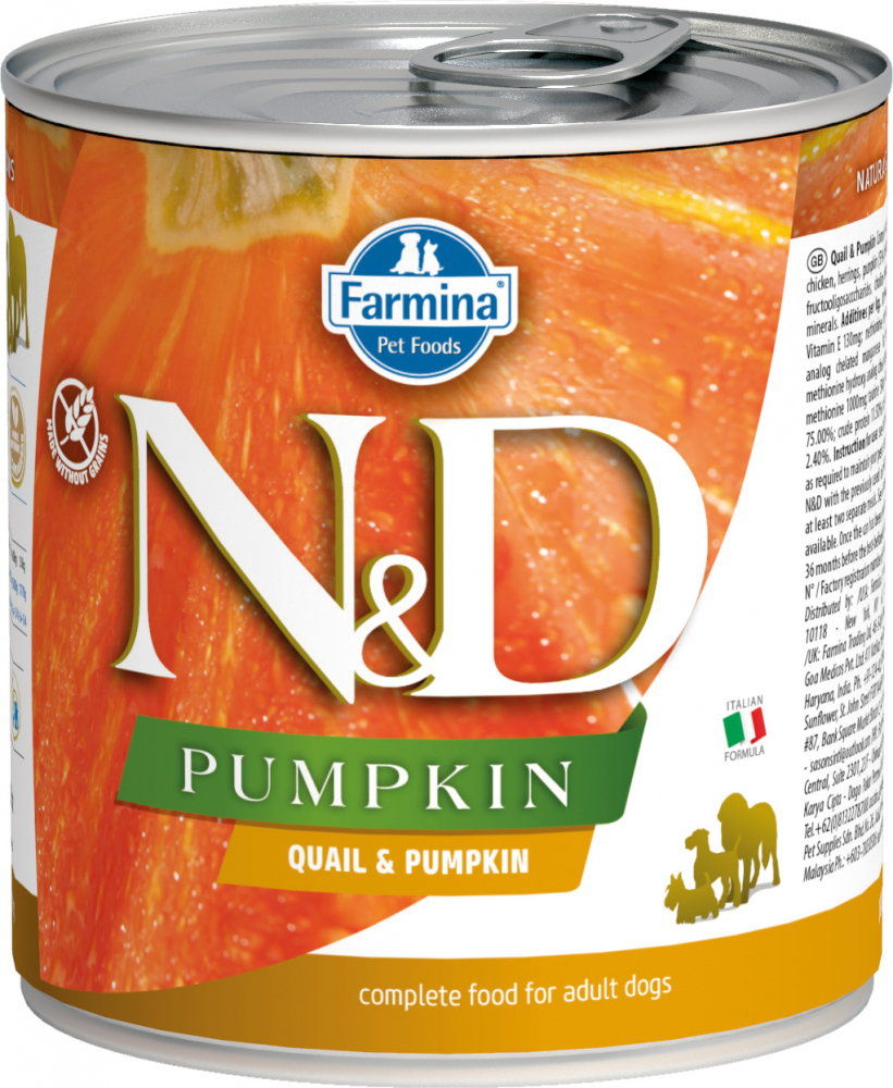 Консервы для собак Farmina N&D Pumpkin, перепел и тыква, 285г