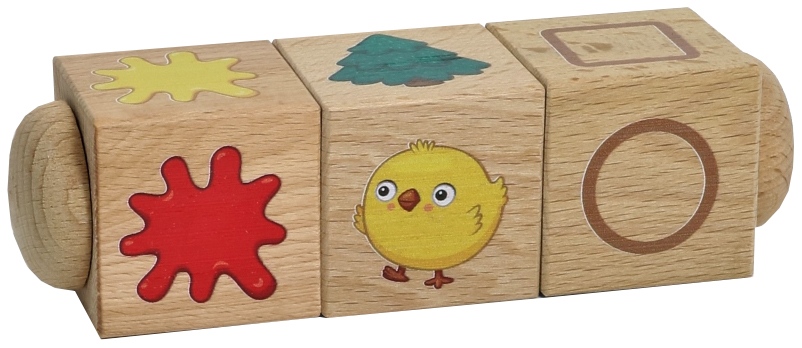 фото Развивающая игрушка десятое королевство кубики деревянные на оси учим цвета и формы 3 шт.