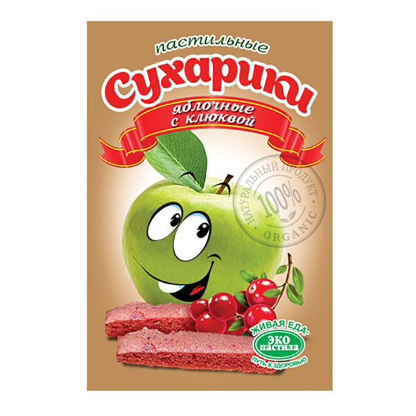 

Пастильные сухарики Эко пастила яблочные с клюквой