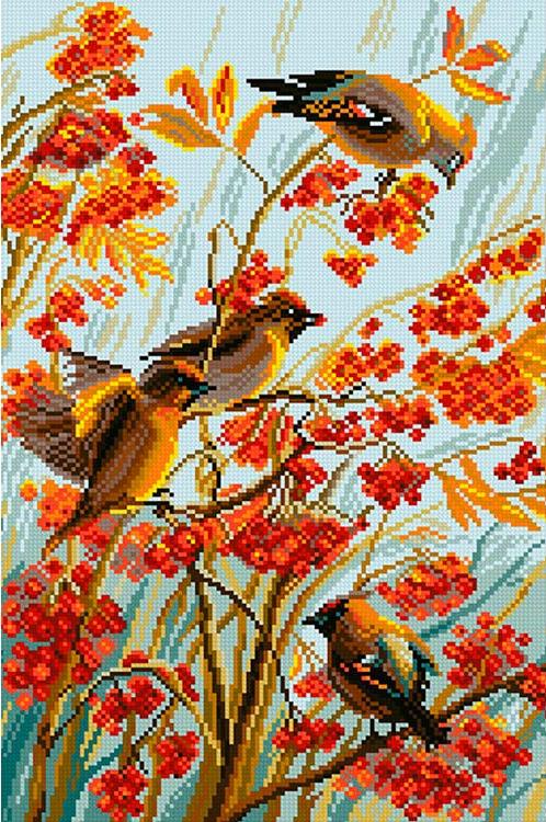 

Алмазная вышивка Паутинка Свиристели, 45x30 см, Свиристели