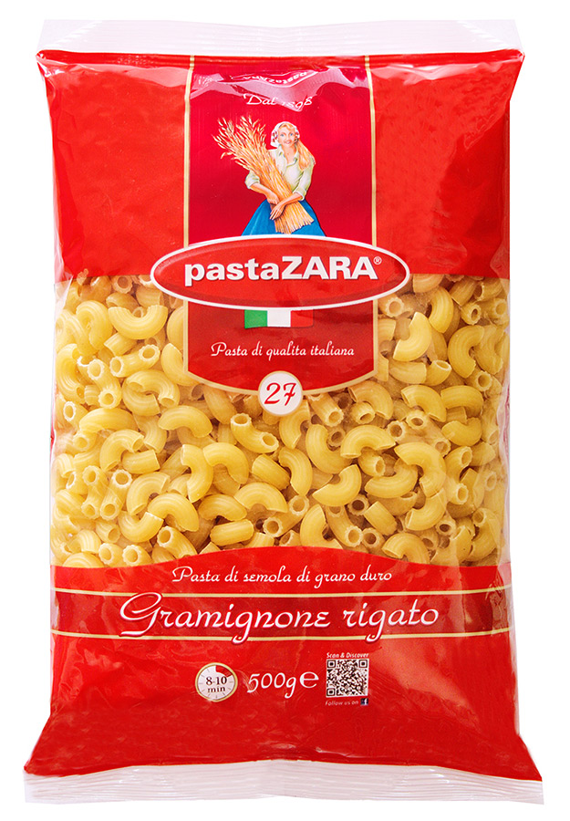 Макароны Pasta Zara №27 рожок рифленый маленький 500 г