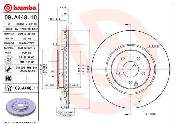 

Тормозной диск brembo 09.A448.11