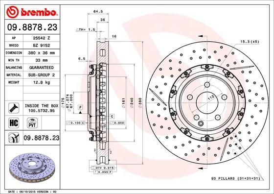 фото Тормозной диск brembo 09.8878.23