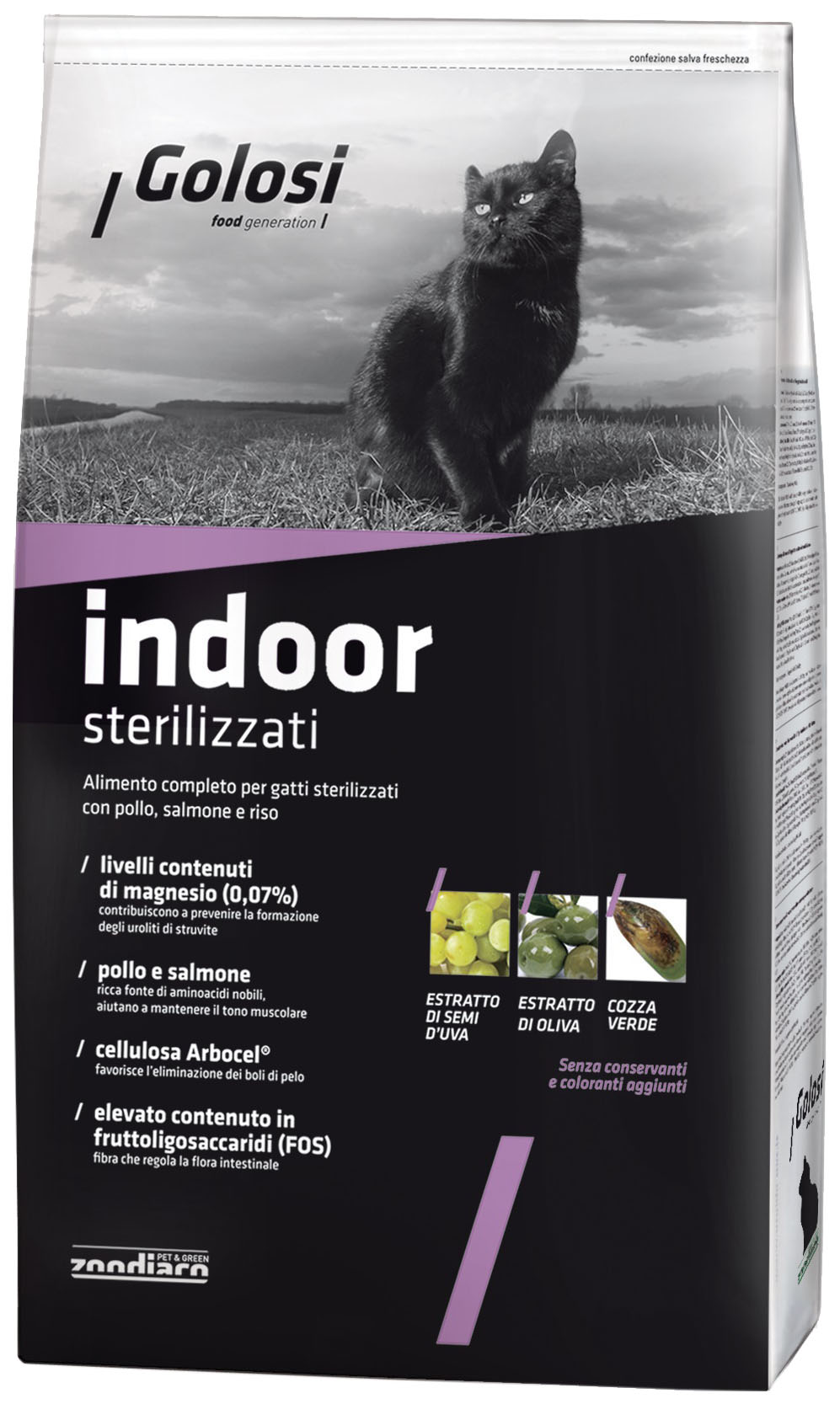 фото Сухой корм для кошек golosi indoor sterilised, для домашних стерилизованных, курица, 0,4кг