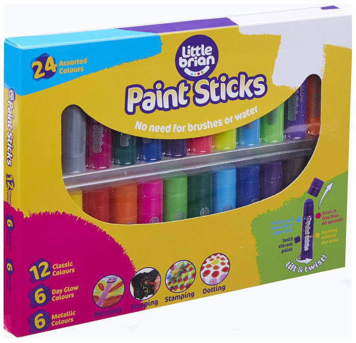 

Краски в стиках Little Brian Paint Sticks 24 цвета, Разноцветный
