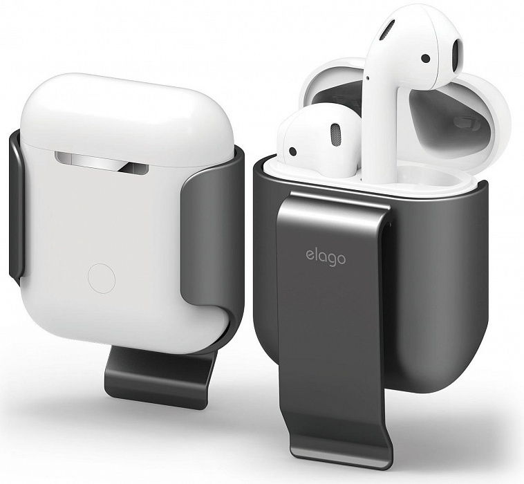 фото Чехол elago airpods belt clip (eap-clip-mdg)для зарядного кейса airpods(metalic dark grey)