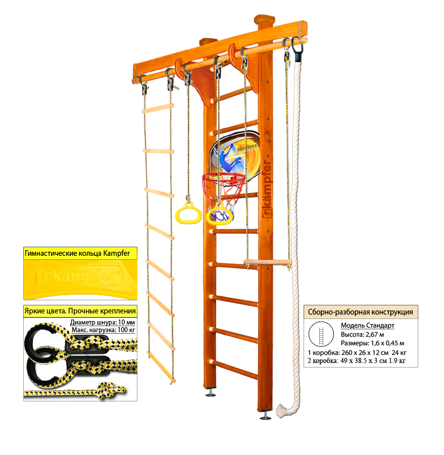 фото Домашний спортивный комплекс kampfer wooden ladder ceiling basketball shield