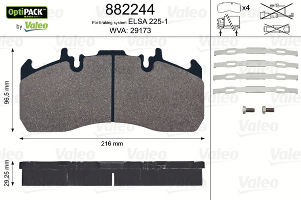 

Тормозные колодки Valeo дисковые 882244