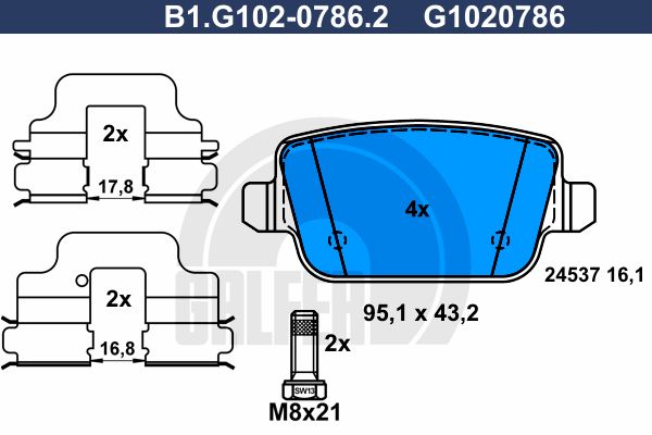 

Тормозные колодки GALFER дисковые B1G10207862