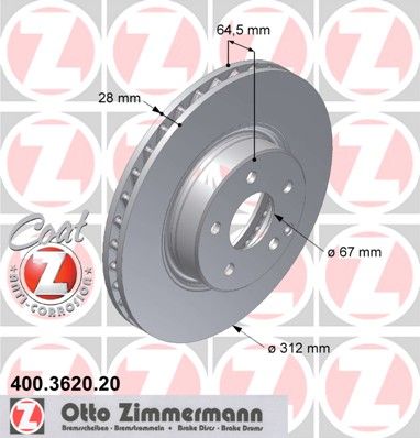 фото Тормозной диск zimmermann 400.3620.20