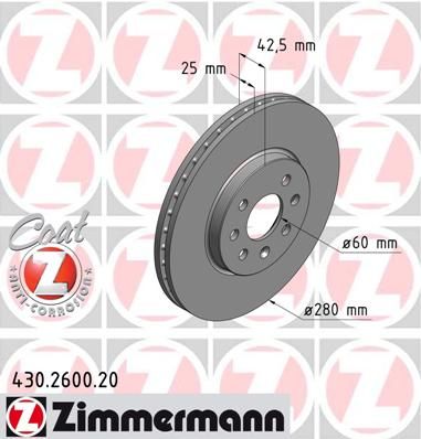 

Тормозной диск ZIMMERMANN 430.2600.20
