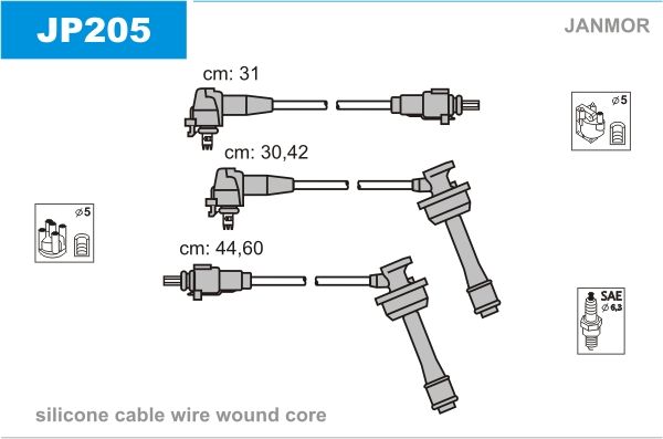 

Комплект проводов зажигания JANMOR JP205