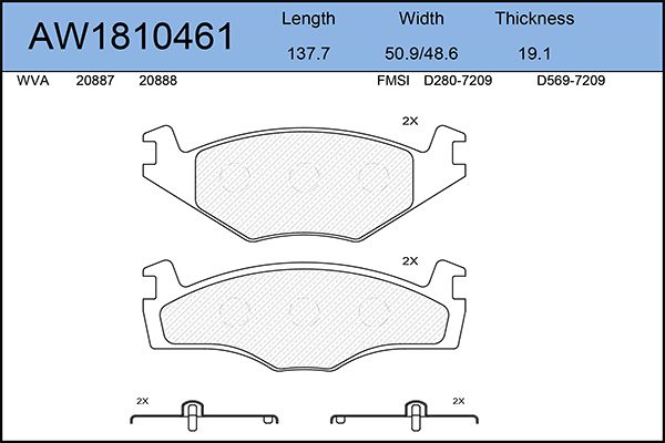 фото Комплект тормозных колодок, дисковый тормоз aywiparts aw1810461