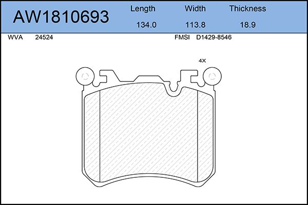 фото Комплект тормозных колодок, дисковый тормоз aywiparts aw1810693