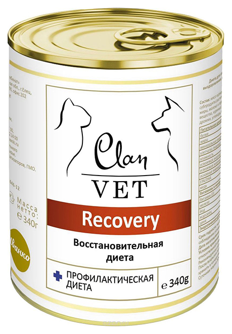 Консервы для собак и кошек Clan Vet Recovery в период восстановления, 340 г