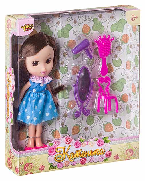 фото Кукла катенька с набором аксессуаров красотка, 16.5 см yako toys