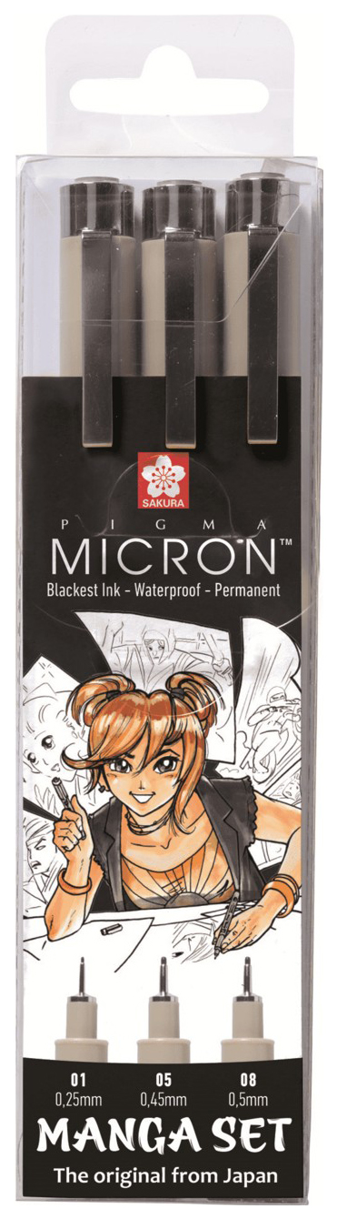 

Набор капиллярных ручек "Pigma Micron Manga", 3 штуки, черный