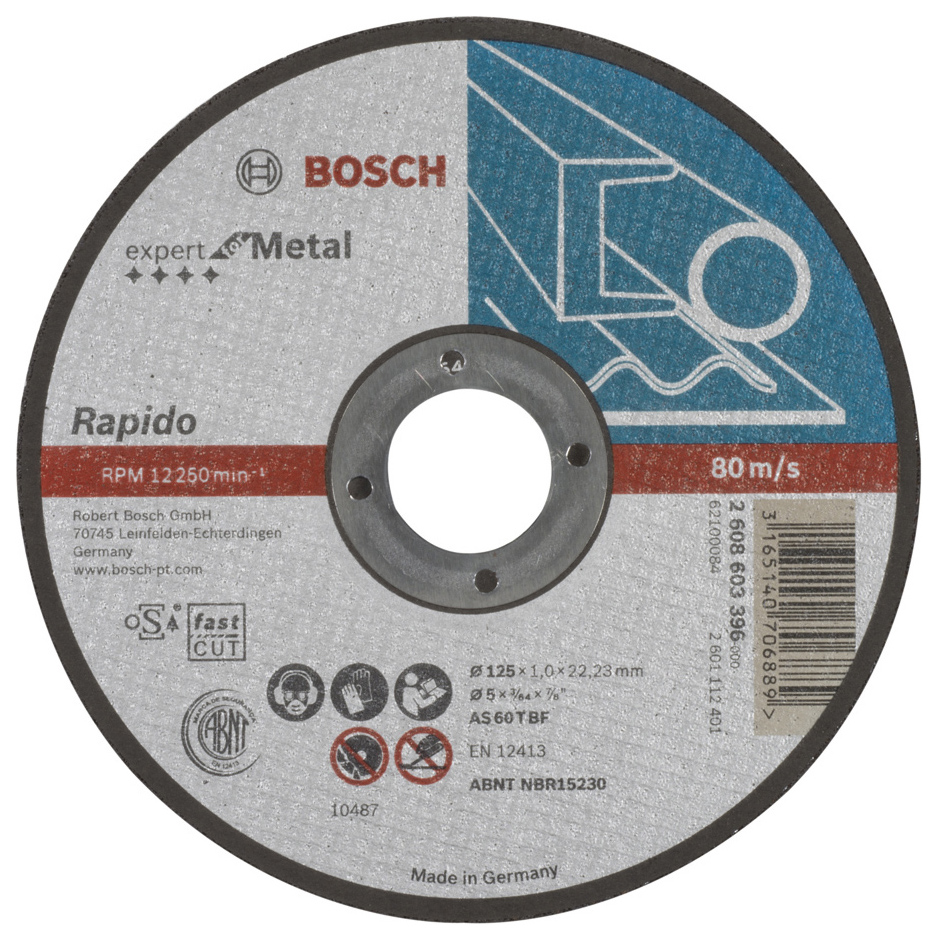 Диск отрезной абразивный Bosch по металлу 125х1мм , прямой 2608603396