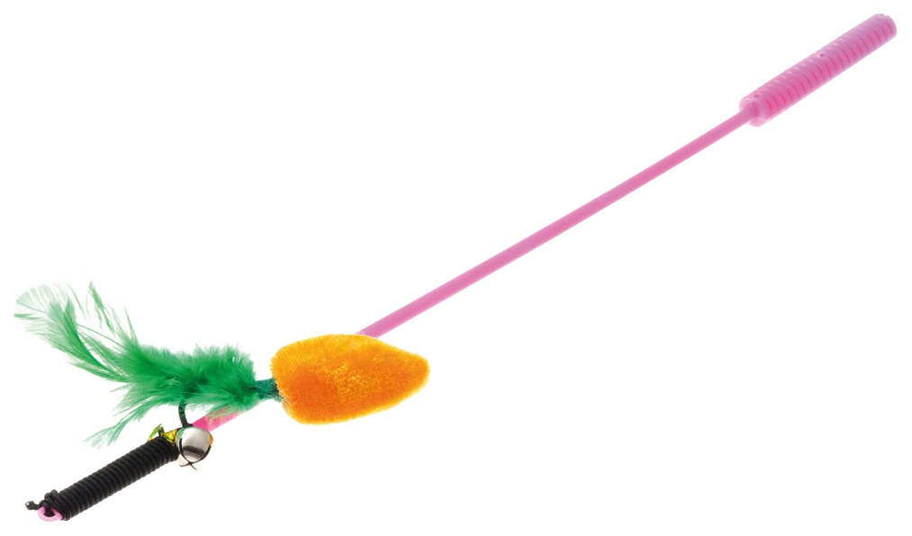 Дразнилка для кошек V.I.Pet Морковь пластик, текстиль, розовый, 37 см