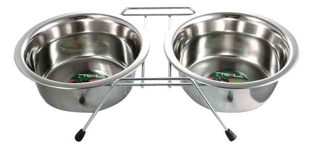фото Двойная миска для собак triol, сталь, серебристый, 2 шт 0,4 л