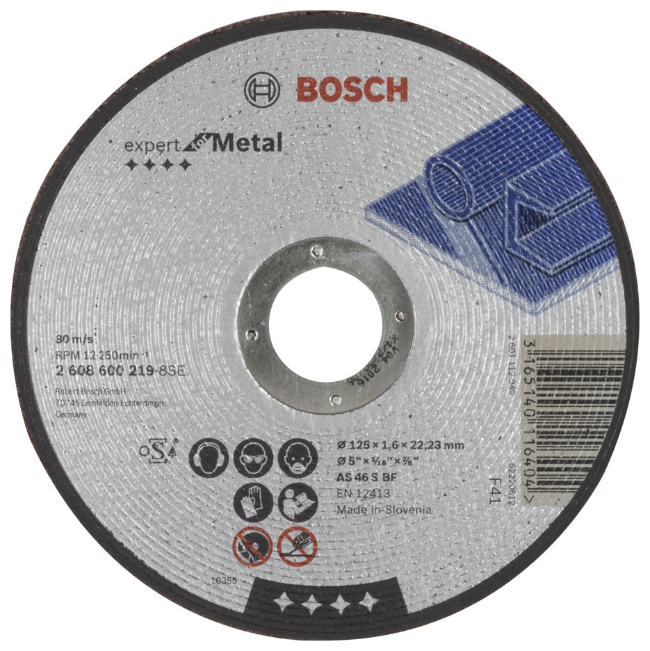 фото Диск отрезной абразивный bosch металл 125х1,6 мм 25 шт 2608600219