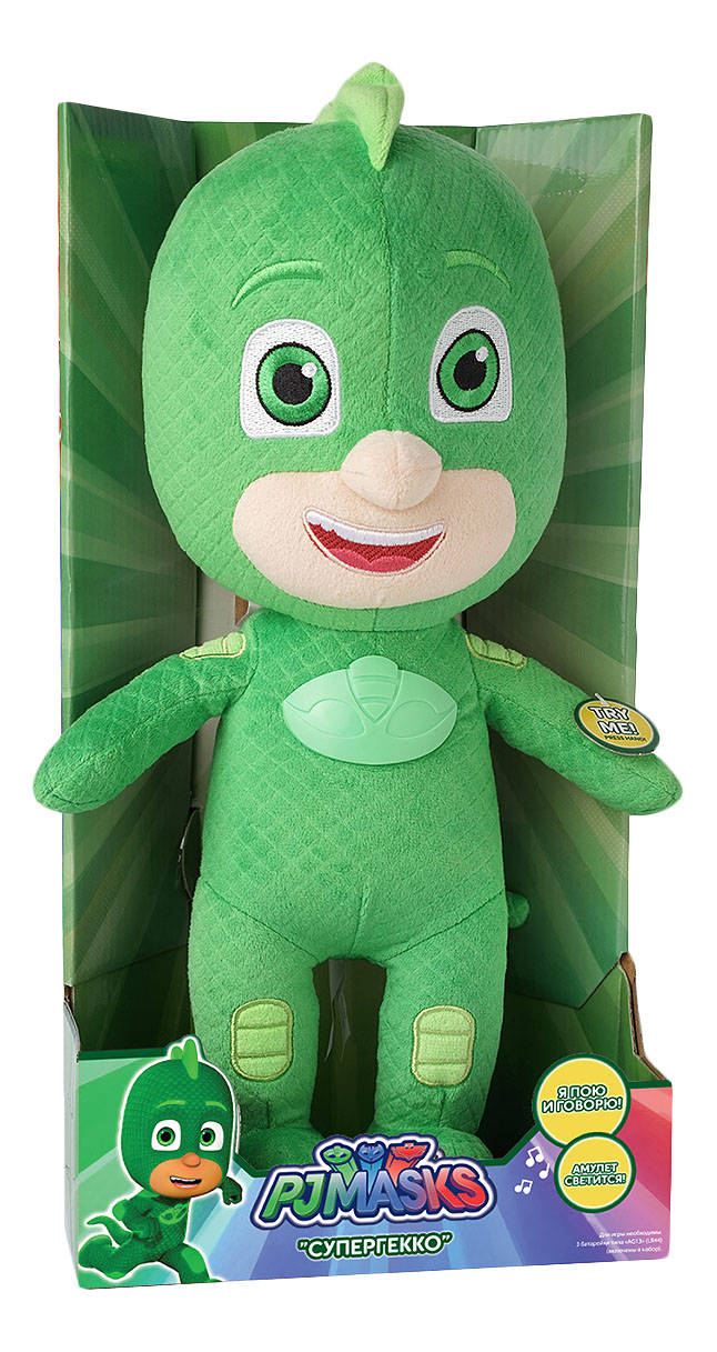 

Мягкая игрушка Intertoy Герои в Масках Гекко Свет Звук 38 см 33269, Гекко