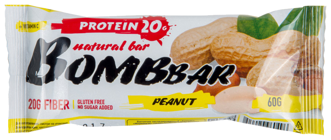 фото Протеиновый батончик bombbar protein bar 60 г арахис