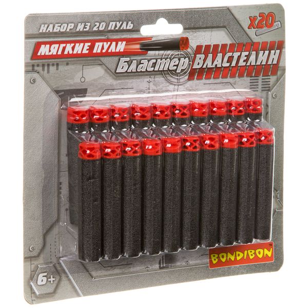 

Набор мягких игрушечных пуль Bondibon «ВЛАСТЕЛИН», 20шт, BLISTER 18,5х2,5х17см, Черный